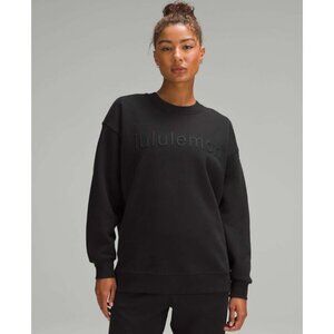 Lululemon Perfectly Oversized Crew *Fleece Black Size 6 Big Logo Letters